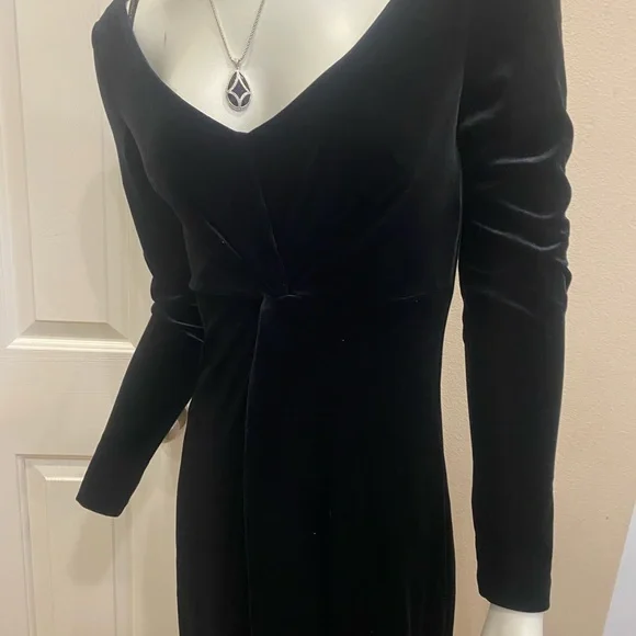 donna karan long sleeve velvet dress Donna Karan New York Petite Embossed Boat Neck Velvet Dress